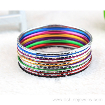 Engraved Shiny Aluminum Bangle Plated Colorful Bracelet